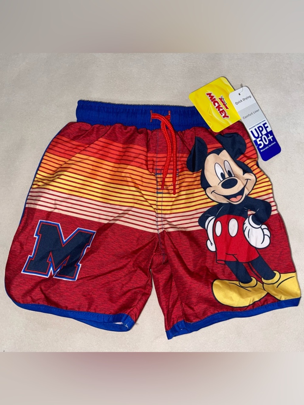 Disney Mickey Mouse Red Yellow Gradient Boys Swim Trunks